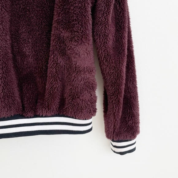 Nike Athletic Sherpa Wolf Teddy Zip Up Long Sleeves Bomber Jacket Size Small - Picture 12 of 16